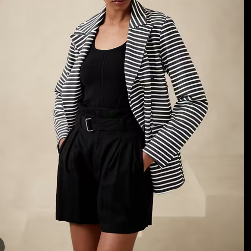 Banana Republic Pique Striped Knit Blazer Small